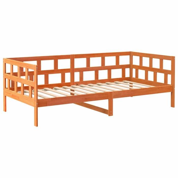 Lit simple-Banquette lit/Lit de jour-sans matelas-cire marron 80x200 cm bois pin massif-Design A lattes DEC2131L766187869226