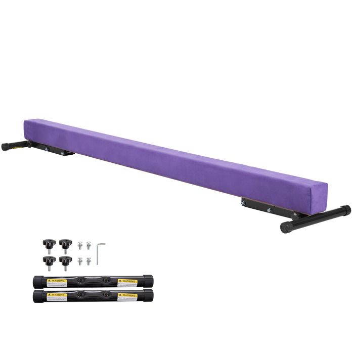 Poutre D’Équilibre Gymnastique 180 Cm – Hauteur Réglable 5 Niveaux (17,5 à 55,5 Cm), Base Stable, Suédé Antidérapant, Daim Confort