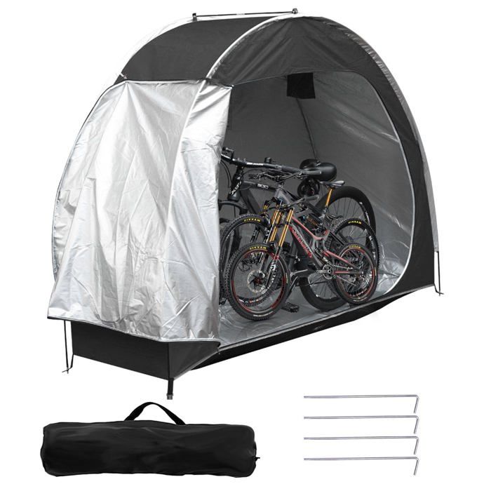 Abri Vélo Pliable étanche - Tente De Rangement Extérieur Pour 1 à 4 Vélos, Double Entrée, Anti-UV - Vert - 10