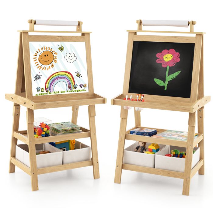 GIANTEX Chevalet pour Enfants-3 à 6 Ans-Tableau Blanc Magnétique et Noir-Rouleau de Papier-2 GIANTEX Chevalet pour Enfants-3 à 6 Ans-Tableau Blanc Magnétique et Noir-Rouleau de Papier-2