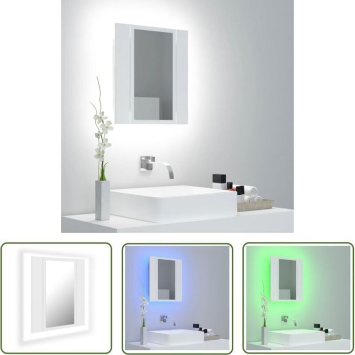 Armoire de salle de bain à miroir LED - ZOR® - 40x12x45 cm - Blanc - Lumière RVB - Deux étagères - Facile à nettoyer Armoire de salle de bain à miroir LED - ZOR® - 40x12x45 cm - Blanc - Lumière RVB - Deux étagères - Facile à nettoyer