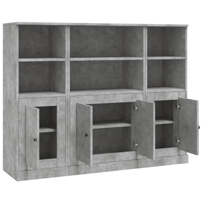 Maison SoldesBuffets bas cuisine vitrine - Cabinet/Armoire Placard 3 pcs gris béton bois dingénierie Moderne238257
