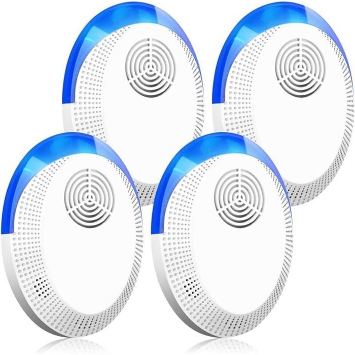 Répulsif ultrasons anti-nuisibles électronique 4 pièces pour intérieur contre rats souris araignées et moustiques