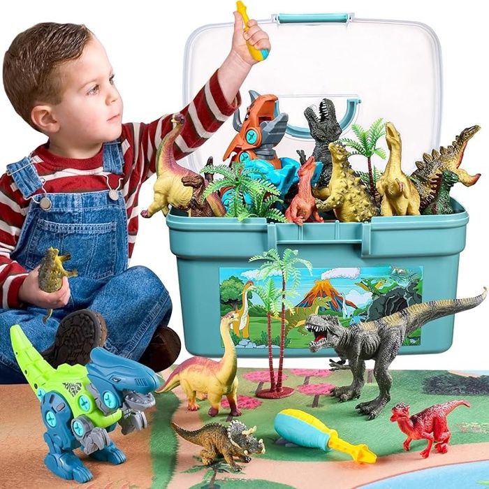 Jouet Dinosaure avec Tapis de Jeu Comprend 30 Accessoires 8 Figurines de Dinosaures Tyrannosaurus Rex Le Monde des Dinosaures