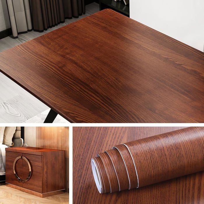 Autocollant mural étanche avec aspect bois 40 cm x 3 m facile à poser idéal pour armoires tiroirs plans de travail et cuisines