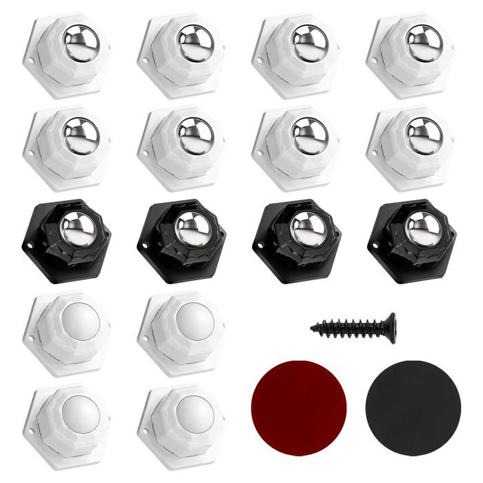 16 Pièces Roulettes Pour MeublesRoulette Charge LourdePetite Roue Pivotante AutocollantesRoulement Auto-Adhésives À 360 Degrés