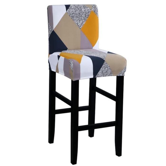 Lot de 6 Housses Tabouret de Bar Extensibles Housse Chaise Haute Motif Cube Protection Chaise Déco Maison - QYSP HOUSSE DE CHAISE