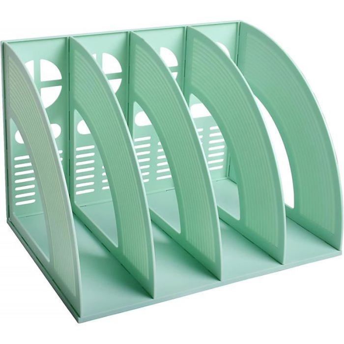 Porte-revues 4 compartiments A4 rangeur documents en plastique organisateur de bureau détachable et vertical