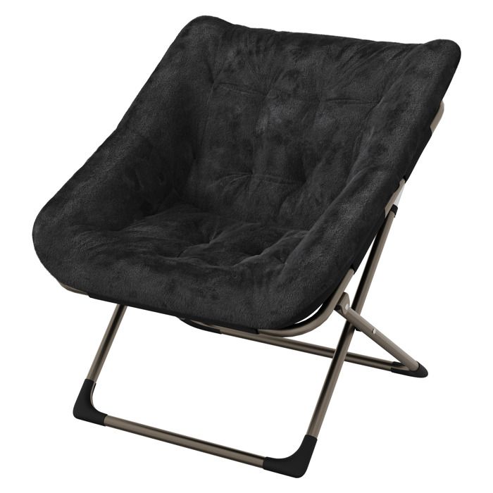 Chaise Relax Fauteuil lounge pliable avec structure métallique robuste  Parfait pour Détente/Salon-noir
