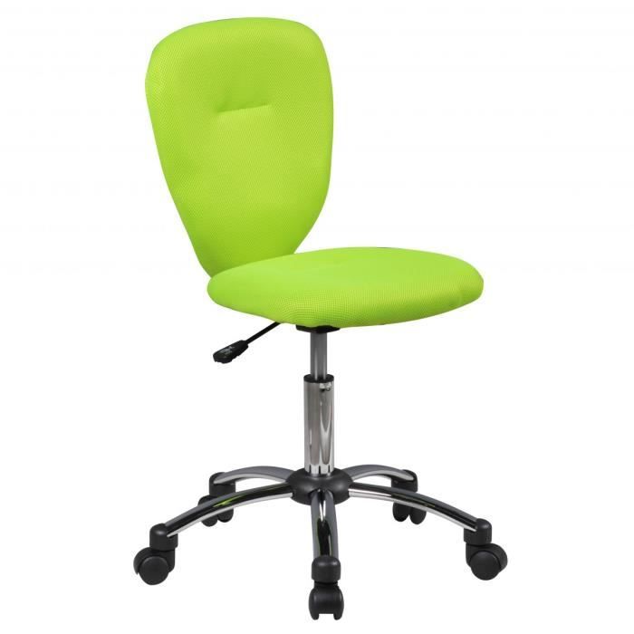 chaise de bureau enfants amstyle anna vert - dossier ergonomique et roulettes souples