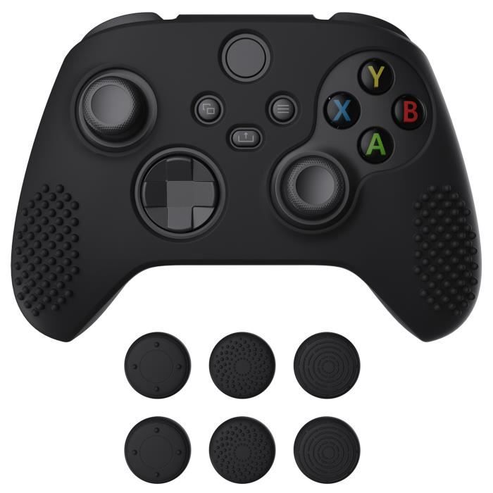 eXtremeRate PlayVital 3D Studded Edition Housse en Silicone,Peau Grip pour Xbox Séries S/X Manette avec Capuchons Noirs-Noir