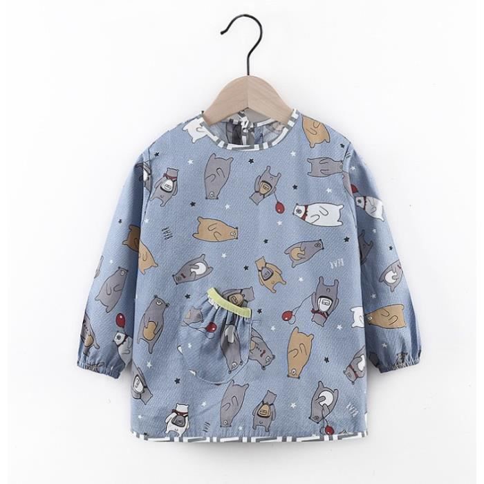 Vicloon Bavoir Bebe & Bavoir De Sevrage Avec Bavoir Manches, Bavoir Pour Bébé Fixe à Votre Chaise Haute,Bavoir Etanche à Manchs Longue Avec Manches Imperméables Pour 6-36mois(Bleu