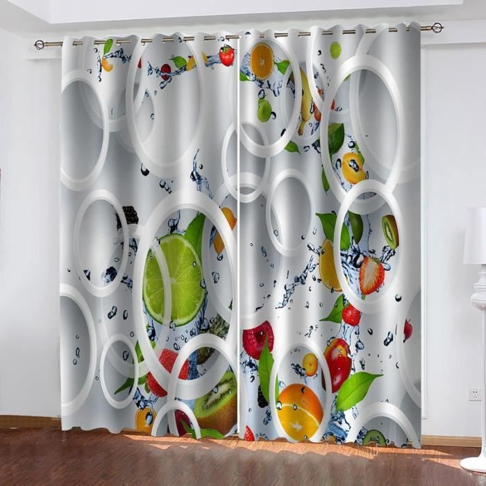 Lot De 2 Rideaux Occultants 140x240 Cm - Motif Art Abstrait, Isolant Thermique, œillets Inox