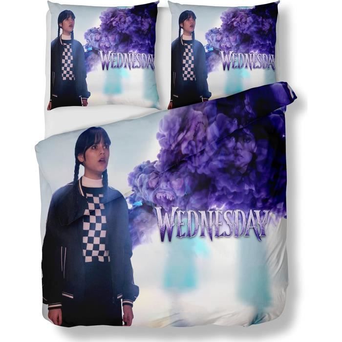 Parure De Lit Wednesday Adams – Housse Couette Réversible 140x200 Cm + Taie 63x63 – Microfibre Polyester – Style Gothique - 6