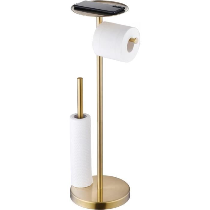 Porte-rouleau De Papier Toilette Sur Pied En PVC Blanc - 81x16x16 Cm, Avec étagère, Pour Salle De Bain, Cuisine, Couloir