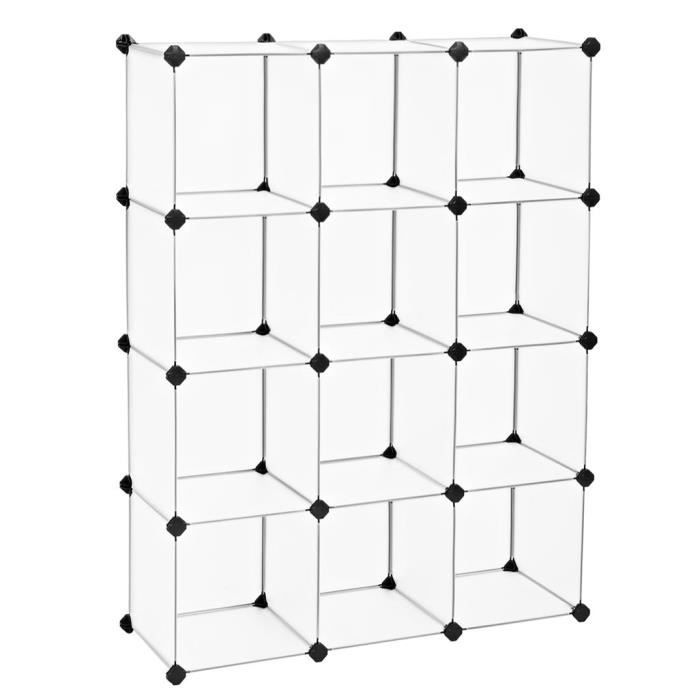 Meuble de rangement bibliotheque unite de stockage cubes en plastique a emboîtement facile a assembler pour salon chambr