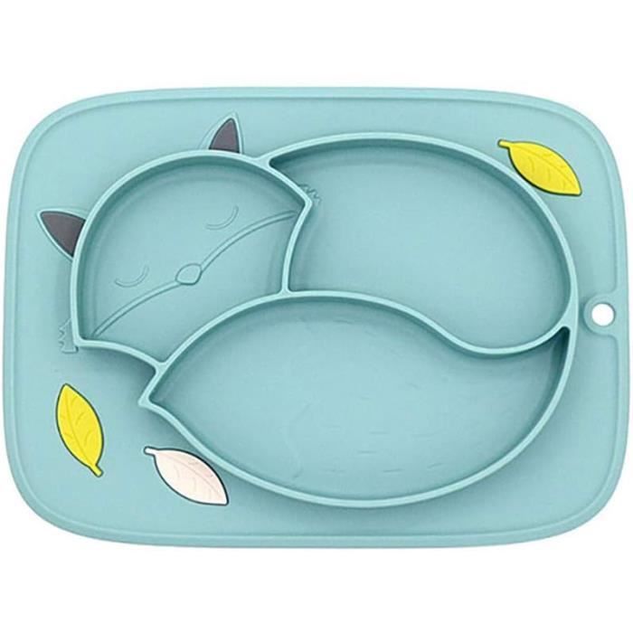 Assiette à Ventouse Silicone Pour Bébé - Plateau Antidérapant Avec Compartiments, Set De Table Solide Et Épais, Gris (Lot De 3)