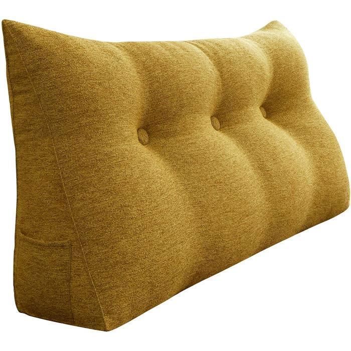 VERCART Coussin de Lecture Cale Dos Oreiller compensé coussins de Lit Coussins de soutien Coussin de dossier Lin Jaune 100CM VERCART Coussin de Lecture Cale Dos Oreiller compensé coussins de Lit Coussins de soutien Coussin de dossier Lin Jaune 100CM