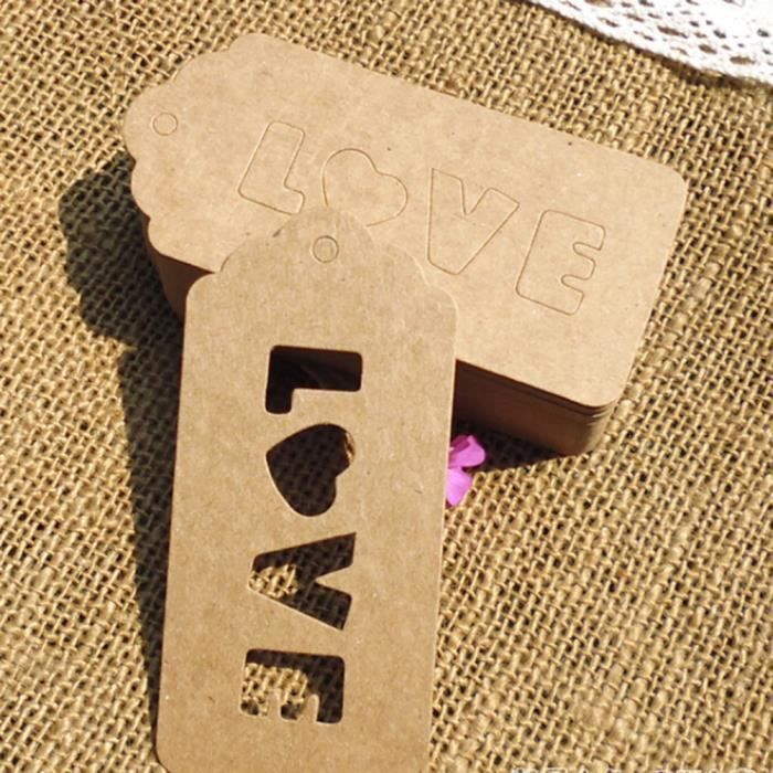 100pcs Kraft Papier Cadeau Tags Amour Etiquette Bagages Mariage Anniversaire Carte Vierge Achat Vente Decors De Table Cdiscount