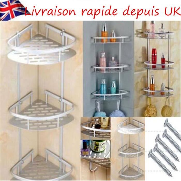 3 Étagères Aluminium Coin Douche Organiseur de Stockage Panier de