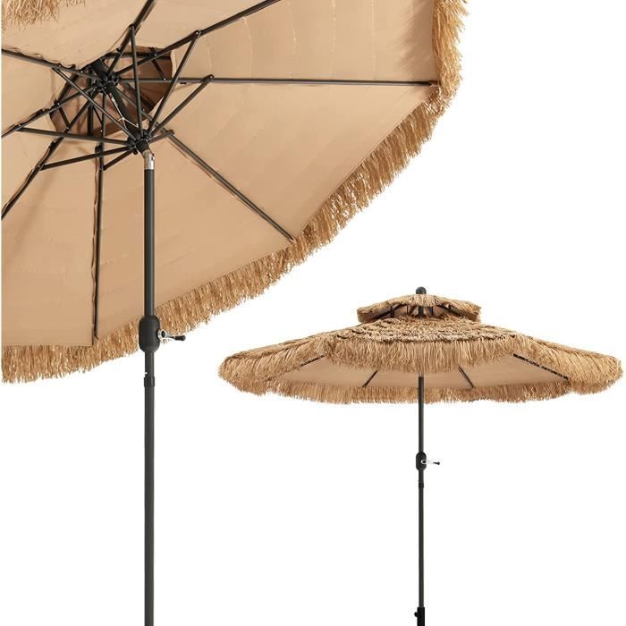 Parasol de Plage Hawaï Tropicale Inclinaison Réglable,Parasol de Paille