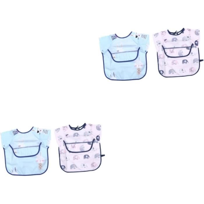 KZSAORN Lot De 2 Bavoirs à Manches Longues Et Courtes Bébé,Tablier