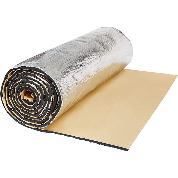 Sfit Tapis Isolation Thermique & Phonique Auto-Adhésif 200x50x10 Mm – Argent – Capot, Toit, Porte Voiture