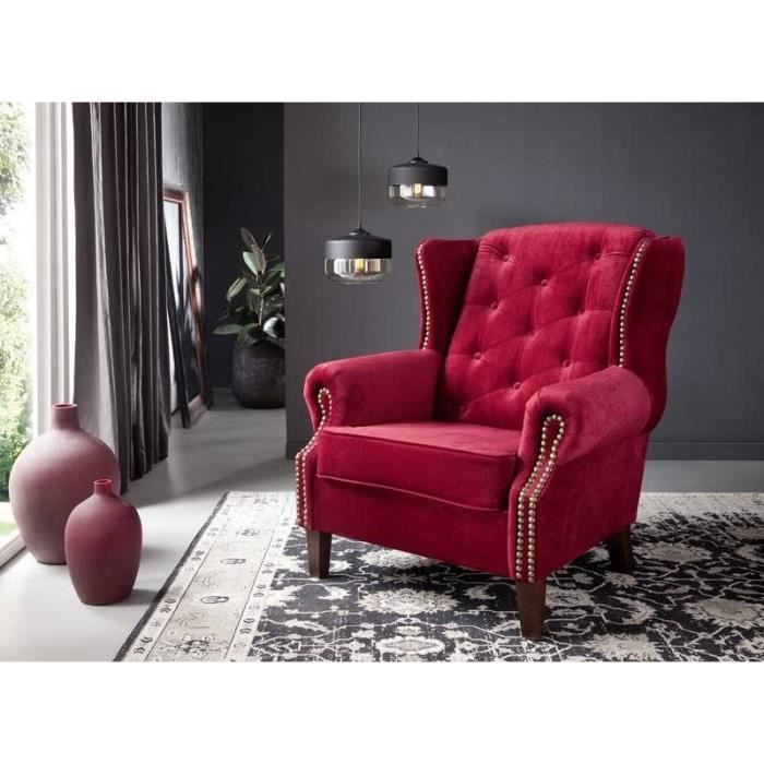fauteuil chesterfield - style colonial britannique (rouge) - oxford