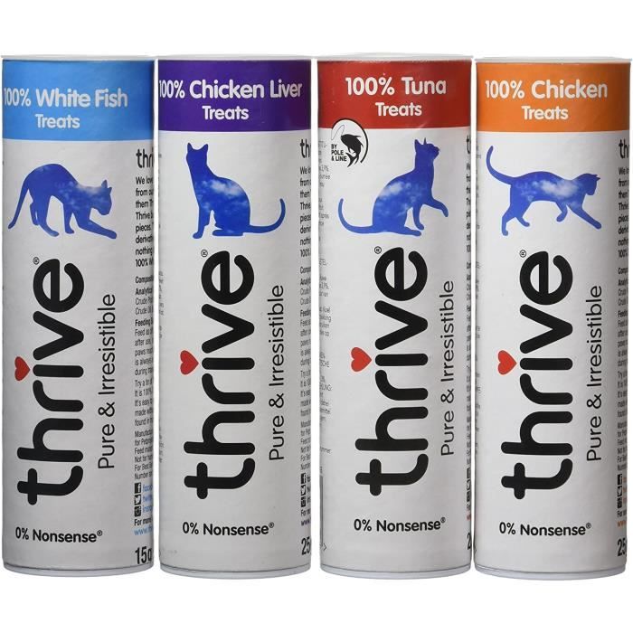 Thrive Friandises Poulet 25 G Poisson Blanc 15 G Thon 25 G Foie De Poulet 25 G Pour Chat Cdiscount