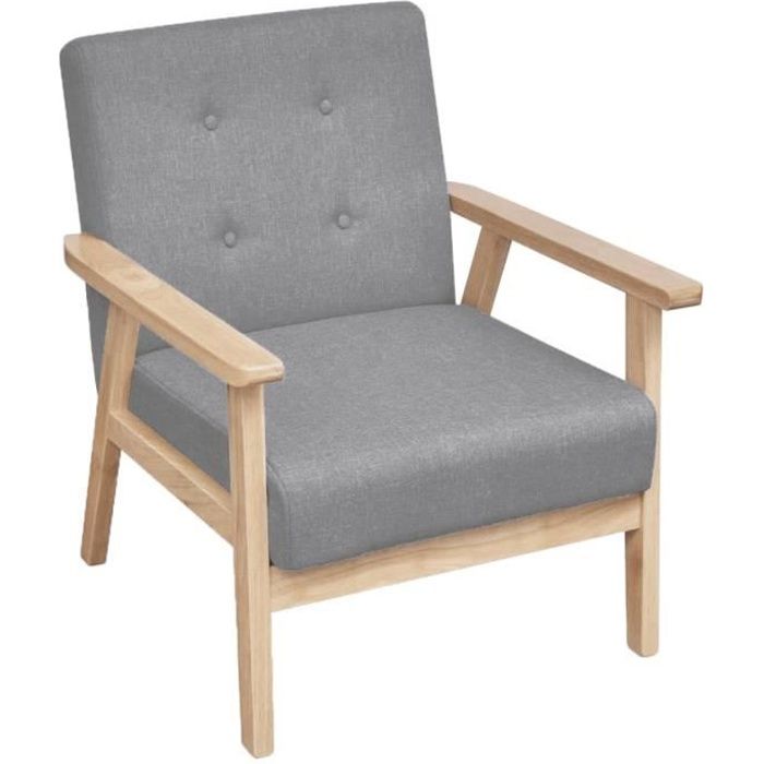 fauteuil club scandinave super magnifique - gris clair tissu - relaxation avec accoudoirs - 64,5 x 67 x 73,5 cm