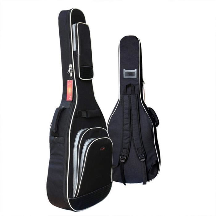 Housse de guitare en tissu Oxford imperméable avec bandoulière réglable Motif floral Rouge 