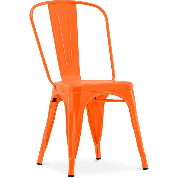 Chaise de salle à manger Bistrot Metalix design industriel en Métal - Nouvelle édition Orange