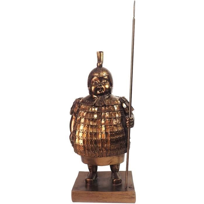 Amoy-Art Terre Cuite Soldats Guerriers Decoration Maison Cadeaux Fait Main Statue Sculpture D/écoratif Souvenirs Giftbox S/écurit/é Peinture pour Enfants R/ésine 24cmH