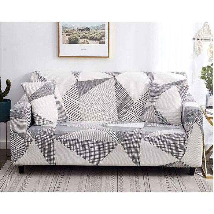 NIBESSER Housse de Canap/é dangle avec Accoudoirs 1 2 3 4 Places Couverture Extensible Housse de Canap/é Mod/èle L Pur Couleur D/écor de la Salon