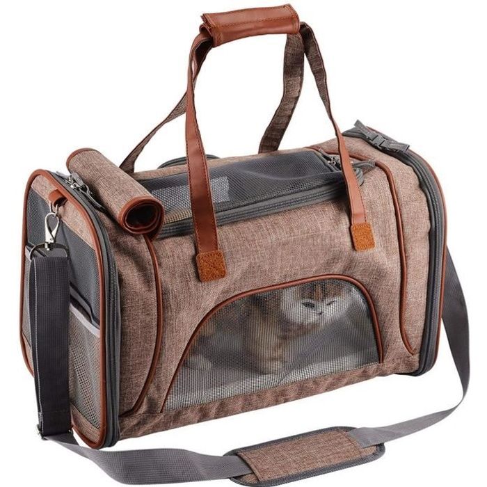 Sac de Transport Chat Chien Panier Transport Chaton Chiot pour Voyage Avion  Homologué Pliable(46 * 26 * 28CM Gris foncé) 273290 - Cdiscount