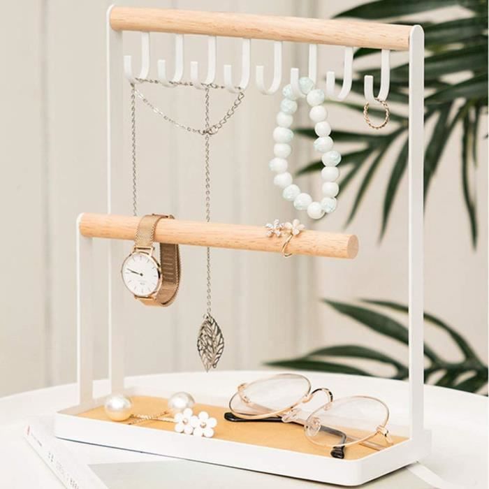 Présentoir à Bijoux En Bois Et Velours – Support Pour Colliers Ou Pendentifs, 3 Couleurs (beige, Blanc, Noir)