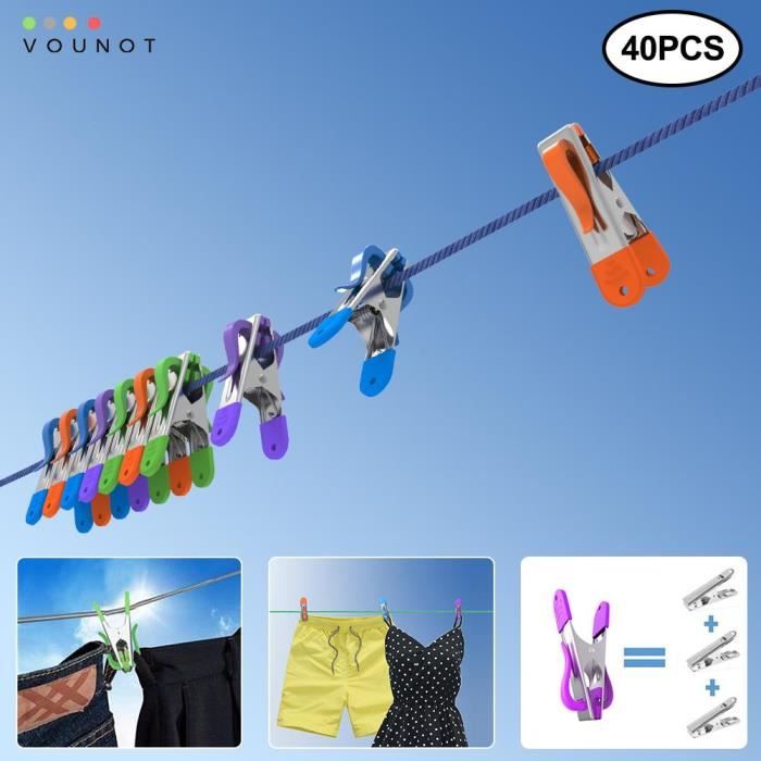 Lot de 16 pinces /à linge en acier inoxydable non magn/étiques pour linge de cuisine s/échage clips photo pour bureau jardin