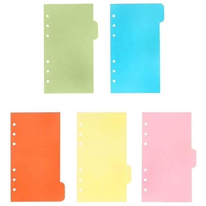 Lot de 12 intercalaires A5 à 6 trous colorés pour journal, cahier, 6  couleurs : : Fournitures de bureau