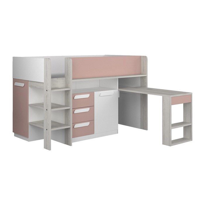 Lit combiné - Beau - Rose - Avec tiroirs - Dimensions L 207 cm x L/P 109 cm x H 132 cm Lit combiné - Beau - Rose - Avec tiroirs - Dimensions L 207 cm x L/P 109 cm x H 132 cm