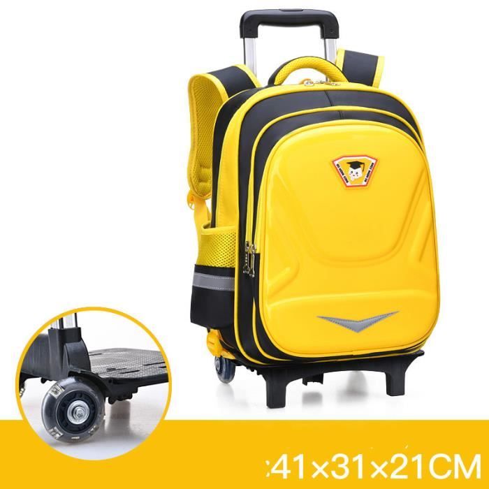 Sac à Dos à Roulettes Enfant Garcon/Fille Trois Roues Mulit-poches L'école Étudiant Cartable