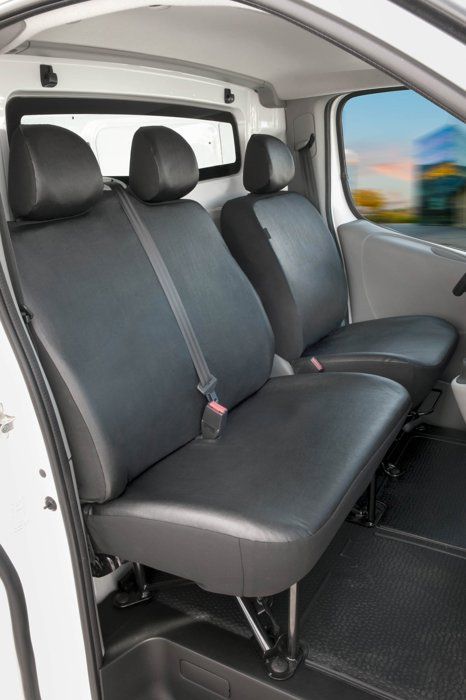 Housse De Siège Banquette Bus 2+1 - Simili Cuir Polyester, Neuf, Noir, Pour Rangement Avant