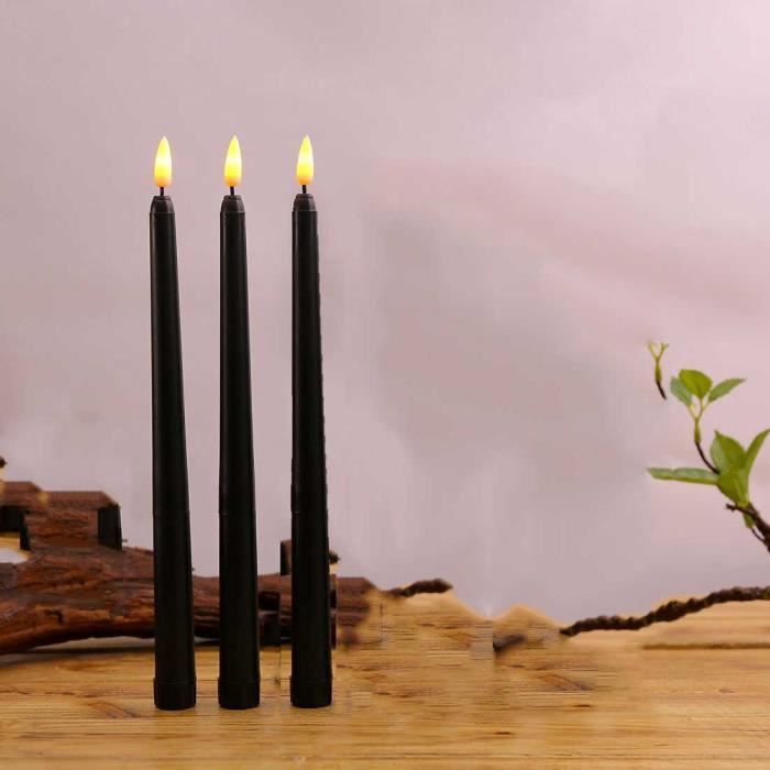 Bougie,3 pièces noir Led bougies avec flamme vacillante,sans