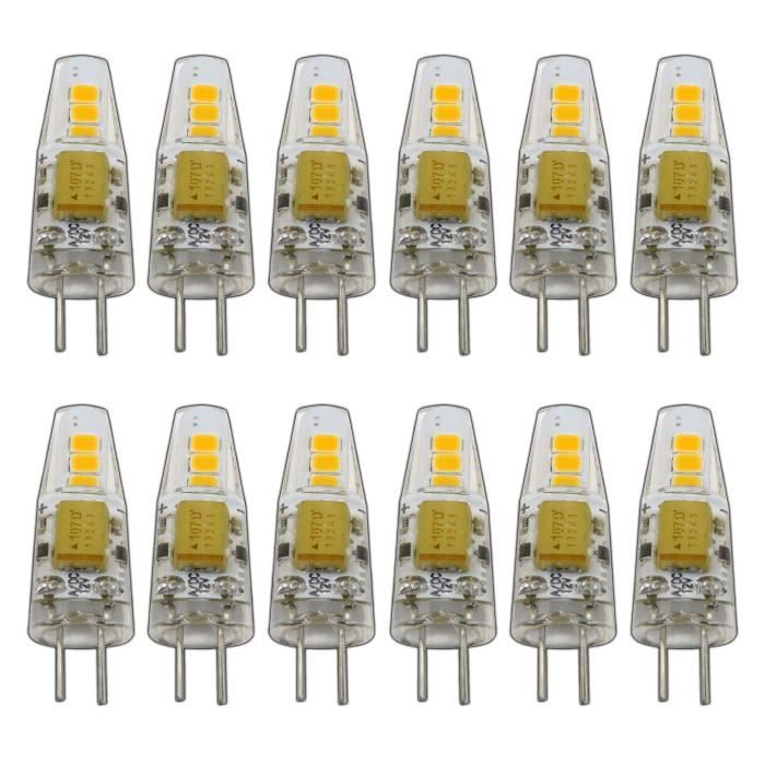 12 pièces gel de silic Mini LED G4 1,5 W 12 V AC/DC intensité variable blanc chaud en silicone Ampoule halogène pour variateur dintensité 