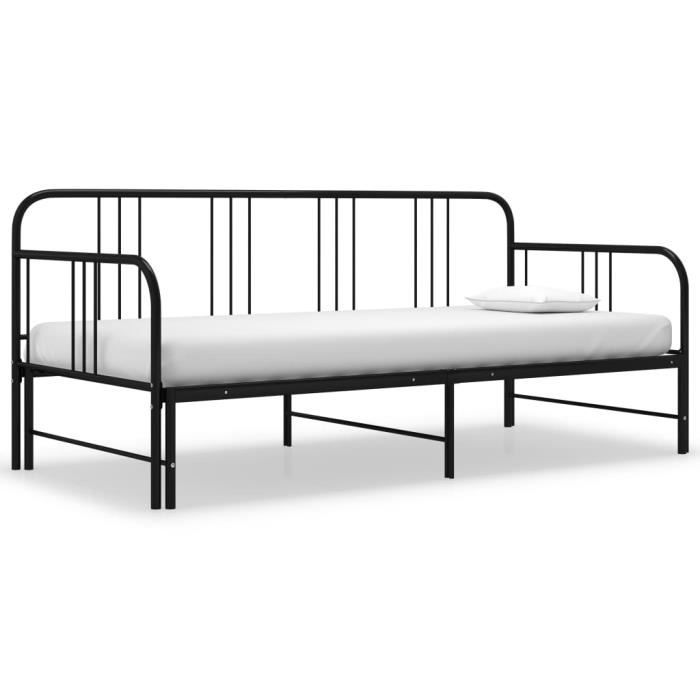 Canapé-lit extensible Noir Métal 90x200 cm - Contemporain - 2 places