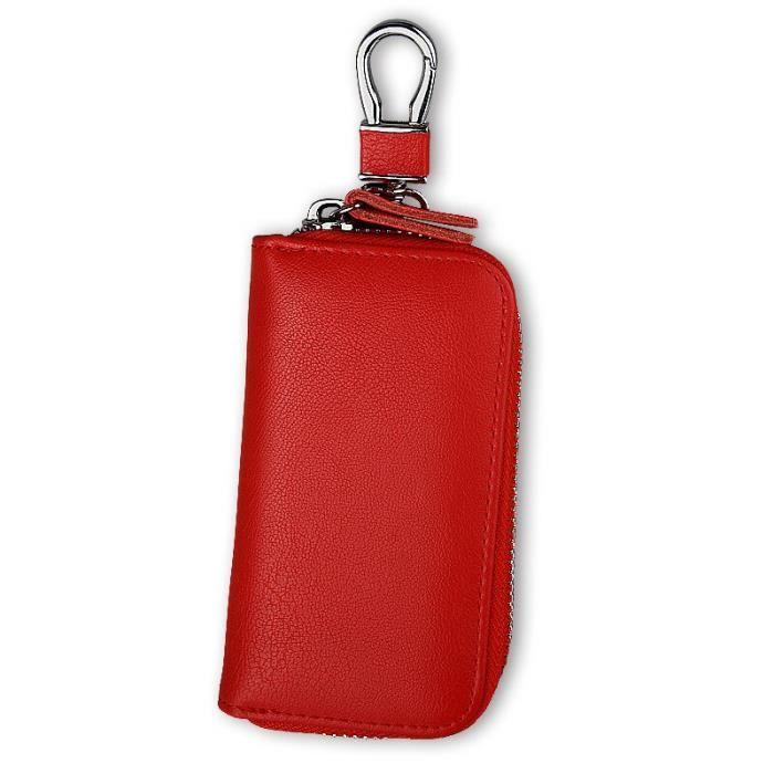 étui Clef De Voiture Accessoire Compact Quotidien Étui à Clés Safekeepers - Cuir Véritable - 2 Fermetures éclair - 12x7.5x2cm - Multi-couleurs Pochette Clés Organisée Etui Clé Voiture