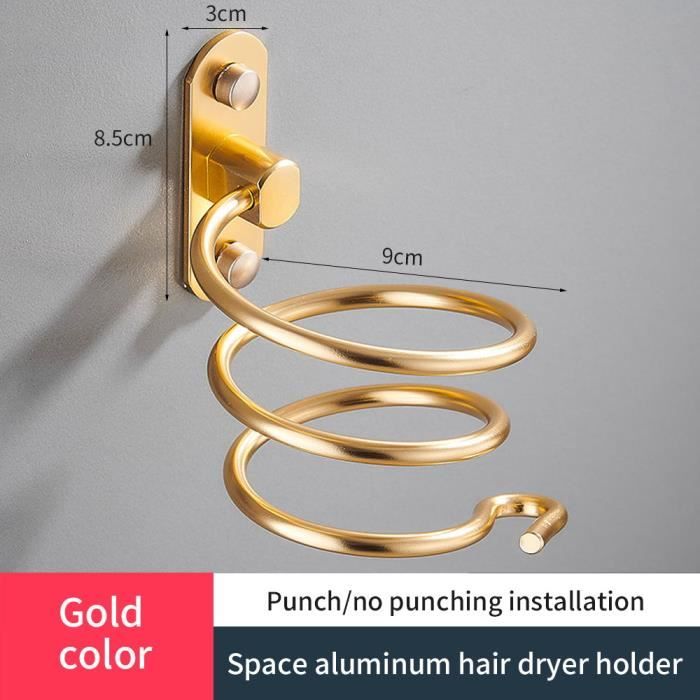 Support Sèche-cheveux Mural Sans Perçage, Support Sèche-cheveux En Aluminium