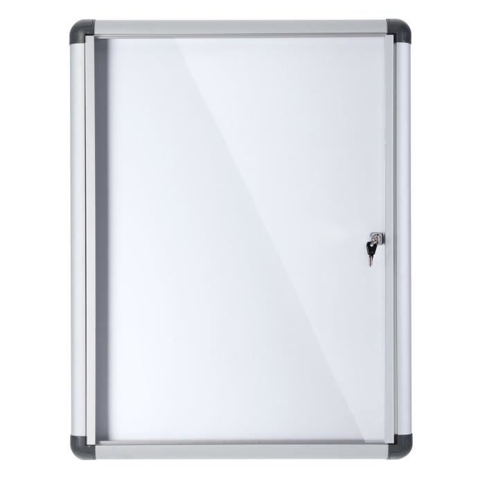 Tableau d'affichage vitrine d'intérieur magnétique 710 x 664 mm Blanc