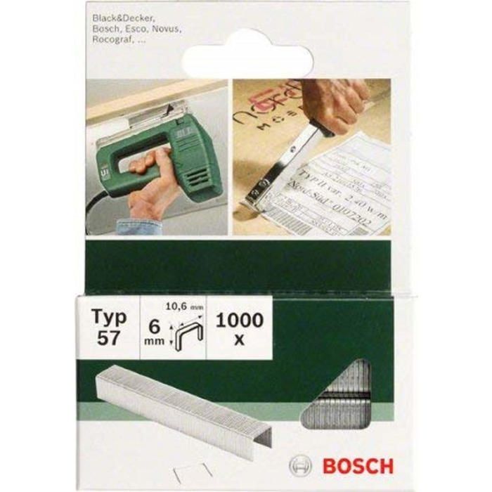 Bosch Set de 1000 agrafes à fil plat Type 57 Largeur 106 mm Epaisseur 125 mm Longueur 8 mm - 2609255846