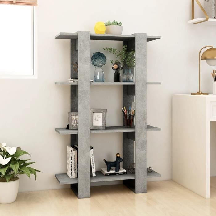 VidaXL Bibliothèque Séparateur De Pièce Gris Béton 100x33x94,5 Cm - Étagère à Livres Et Cloison