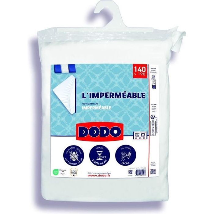Protège Matelas Imperméable - DODO - 140 x 190 cm - Coton & Polyester - Anti Punaise De Lit